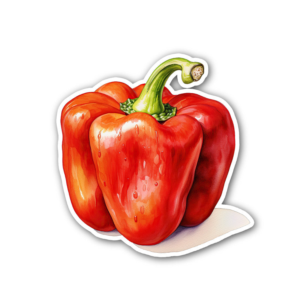 Red bell pepper Sticker, Waterproof Vinyl Decal Sticker Indoor Or Outdoor 2 (Pieces) 3" and 5"