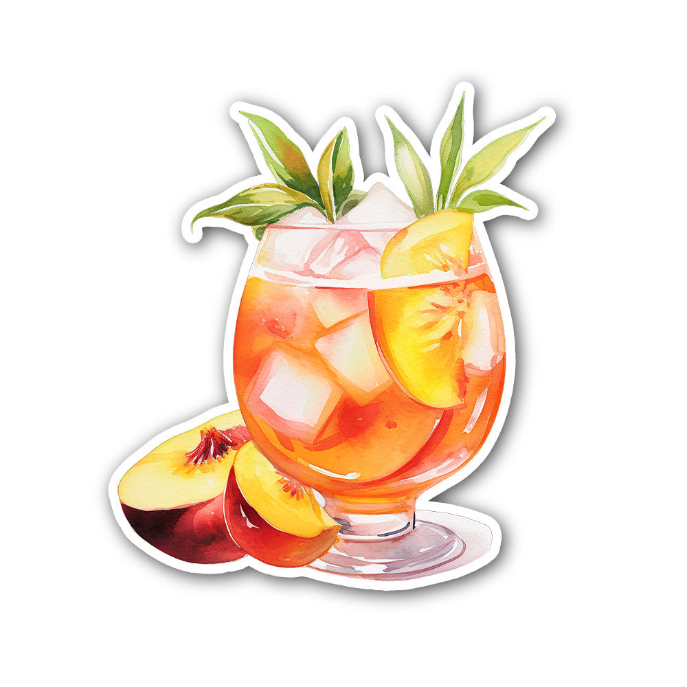 Peach iced tea Sticker, Waterproof Vinyl Decal Sticker Indoor Or Outdoor 2 (Pieces) 3" and 5"