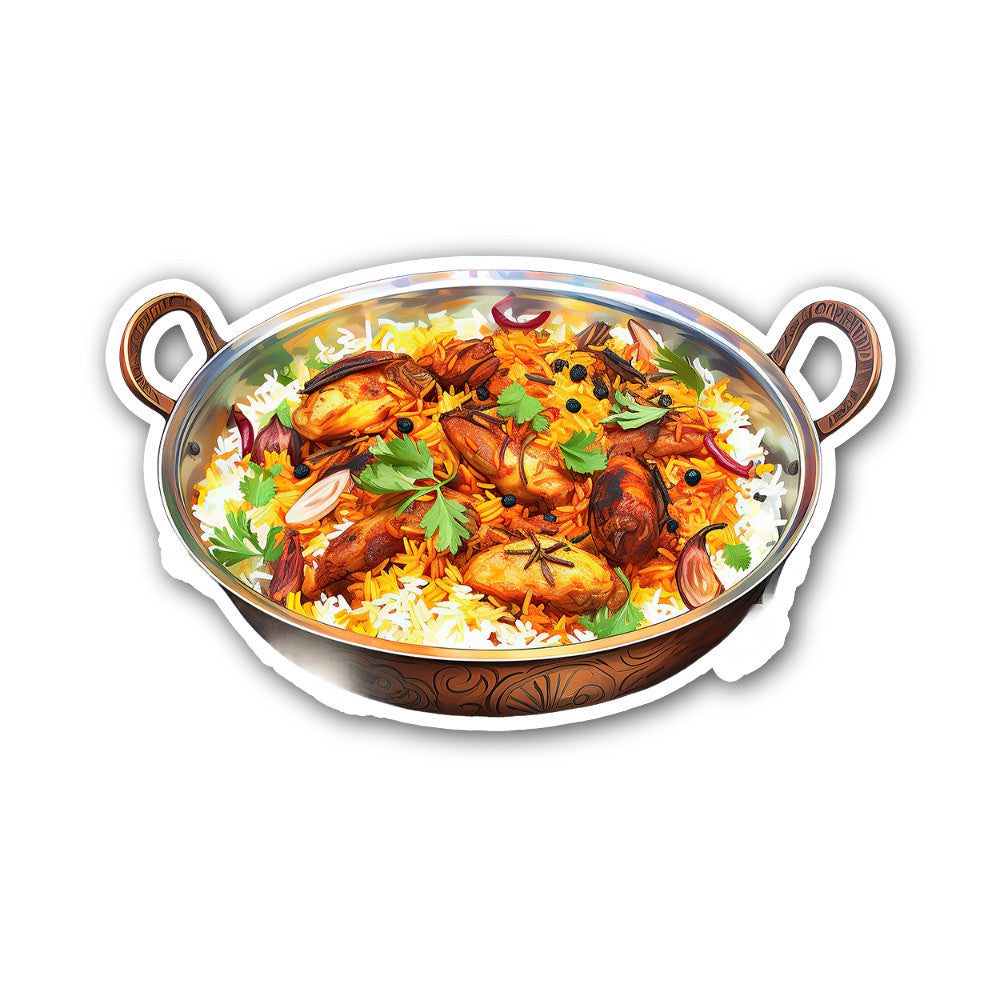 Biryani Sticker, Waterproof Vinyl Decal Sticker Indoor Or Outdoor 2 (Pieces) 3" and 5"