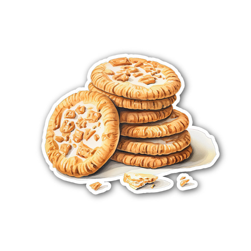 Sweet Crunchy Cookies Sticker, Waterproof Vinyl Decal Sticker Indoor Or Outdoor 2 (Pieces) 3" and 5"