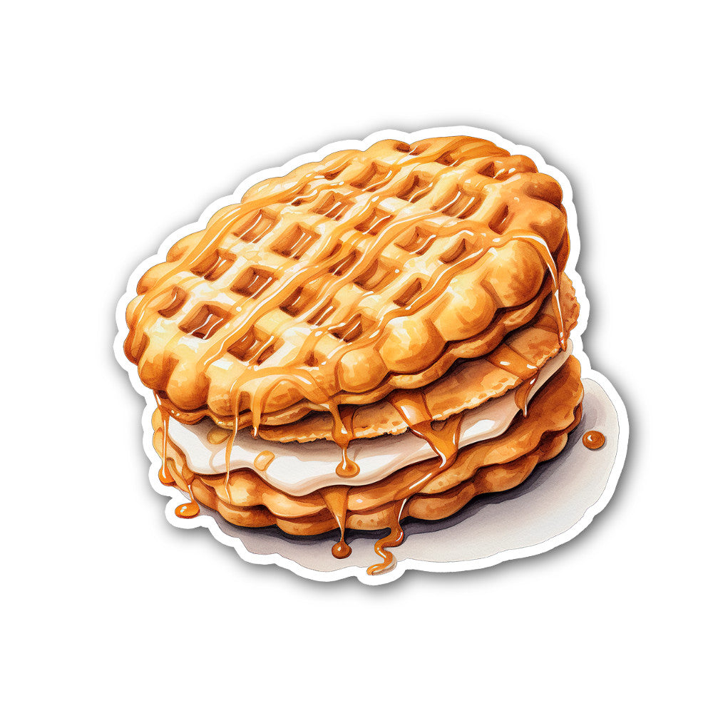 Waffle Sticker, Waterproof Vinyl Decal Sticker Indoor Or Outdoor 2 (Pieces) 3" and 5"