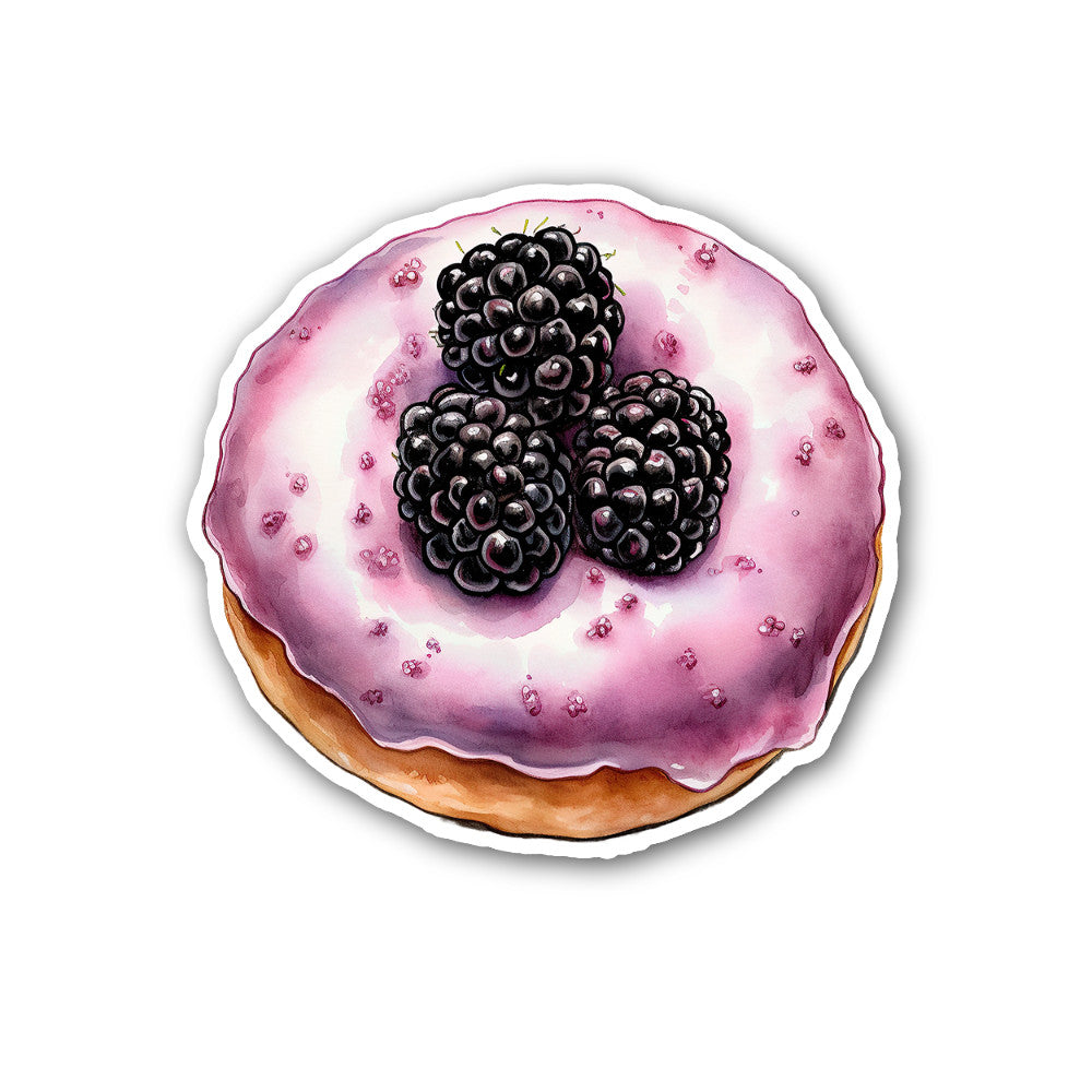 Blackberry donut Sticker, Waterproof Vinyl Decal Sticker Indoor Or Outdoor 2 (Pieces) 3" and 5"