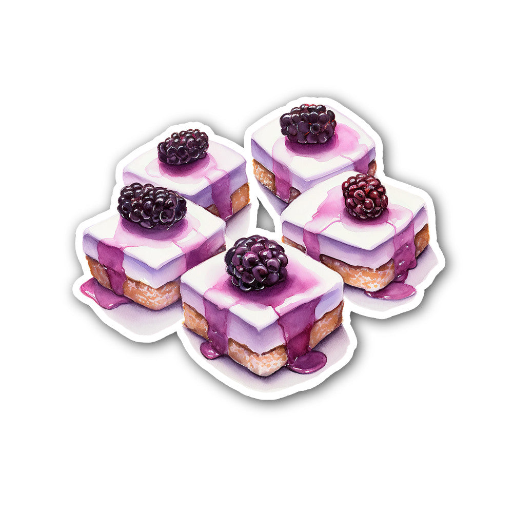 Blackberry cake Sticker, Waterproof Vinyl Decal Sticker Indoor Or Outdoor 2 (Pieces) 3" and 5"