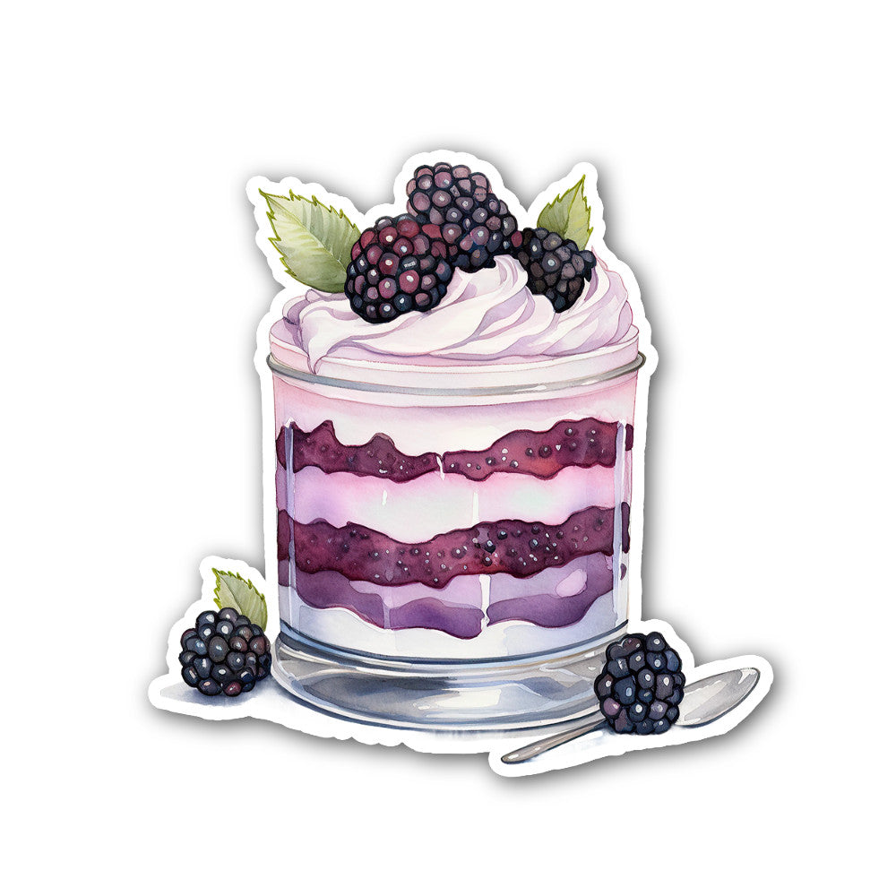 Blackberry mousse Sticker, Waterproof Vinyl Decal Sticker Indoor Or Outdoor 2 (Pieces) 3" and 5"