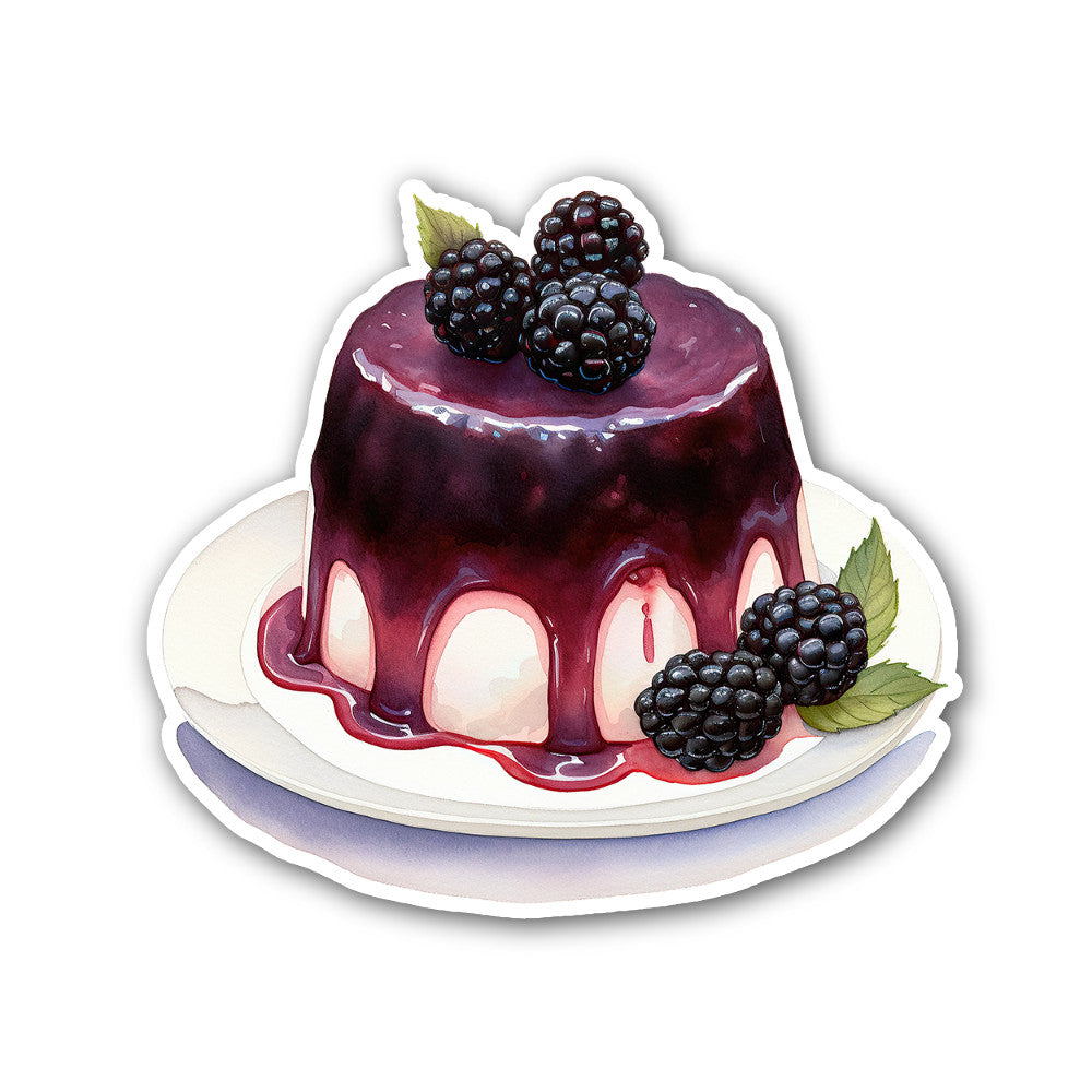 Blackberry panna cotta Sticker, Waterproof Vinyl Decal Sticker Indoor Or Outdoor 2 (Pieces) 3" and 5"