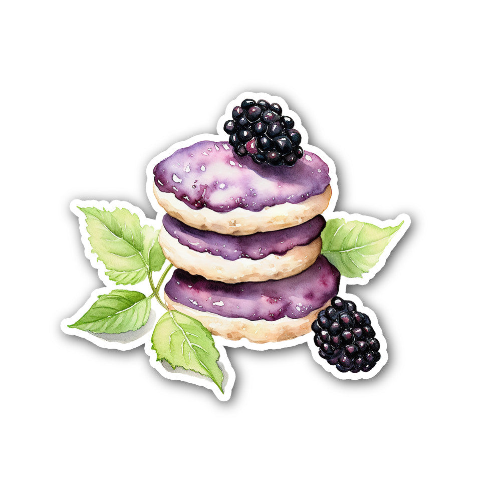 Macaron with blackberries Sticker, Waterproof Vinyl Decal Sticker Indoor Or Outdoor 2 (Pieces) 3" and 5"