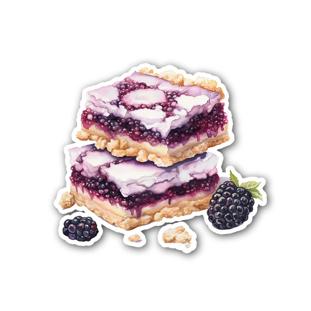 Blackberry  Crumble Bars Sticker, Waterproof Vinyl Decal Sticker Indoor Or Outdoor 2 (Pieces) 3" and 5"