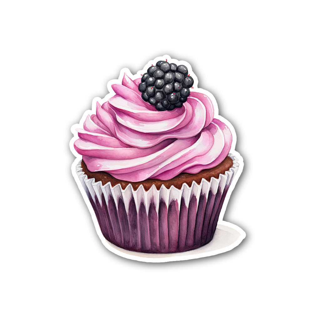 Cupcake Blackberry Sticker, Waterproof Vinyl Decal Sticker Indoor Or Outdoor 2 (Pieces) 3" and 5"