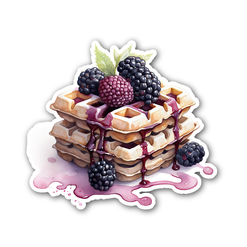 Blackberry Waffle Sticker, Waterproof Vinyl Decal Sticker Indoor Or Outdoor 2 (Pieces) 3" and 5"