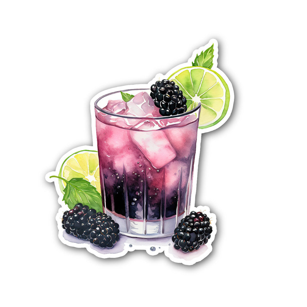Blackberry mojito Sticker, Waterproof Vinyl Decal Sticker Indoor Or Outdoor 2 (Pieces) 3" and 5"