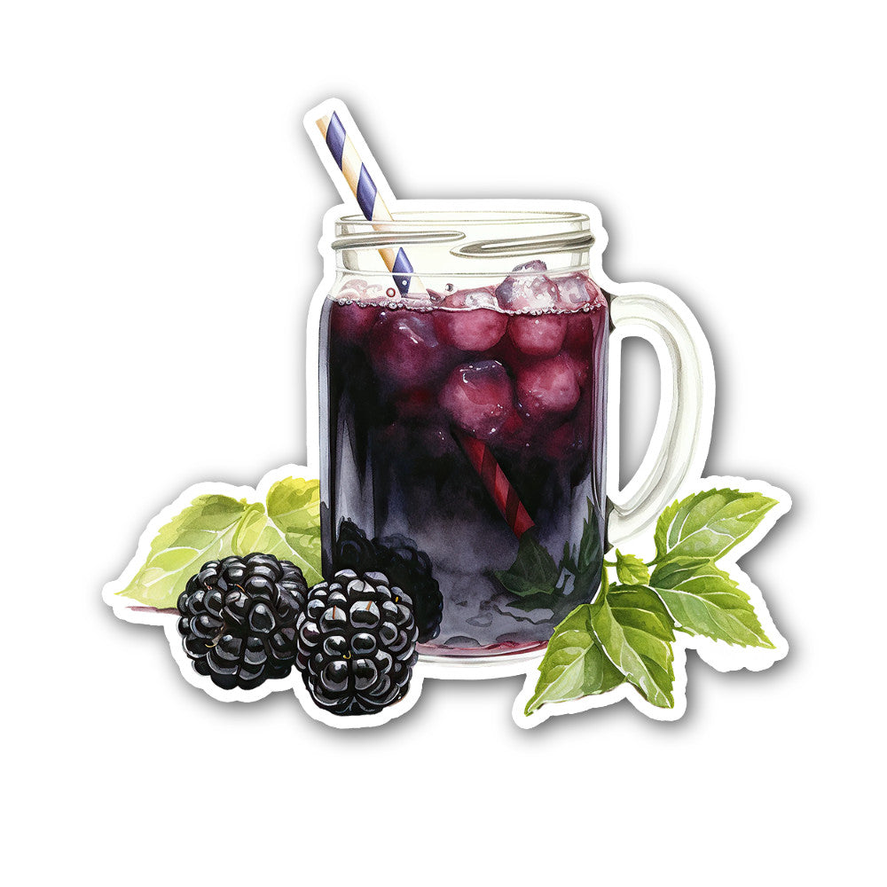 Blackberry Mocktail Sticker, Waterproof Vinyl Decal Sticker Indoor Or Outdoor 2 (Pieces) 3" and 5"