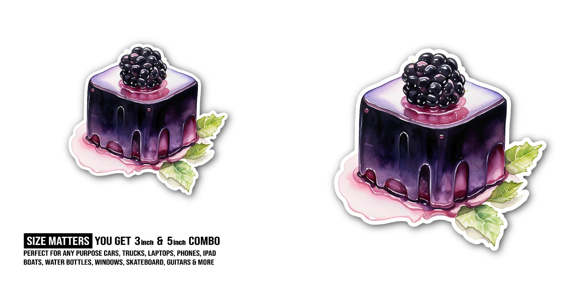 Blackberry Jelly Sticker, Waterproof Vinyl Decal Sticker Indoor Or Outdoor 2 (Pieces) 3" and 5"