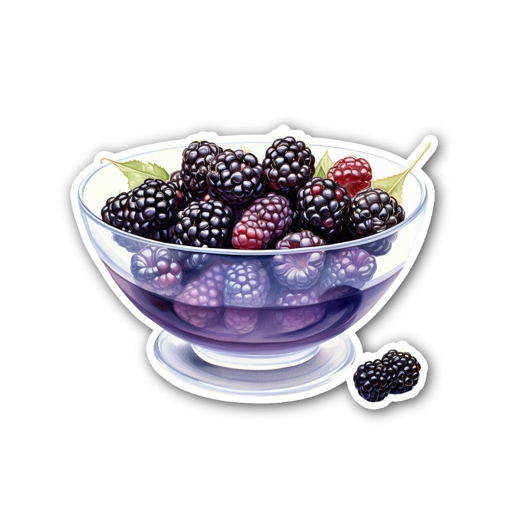 Cup Of Blackberries Sticker, Waterproof Vinyl Decal Sticker Indoor Or Outdoor 2 (Pieces) 3" and 5"