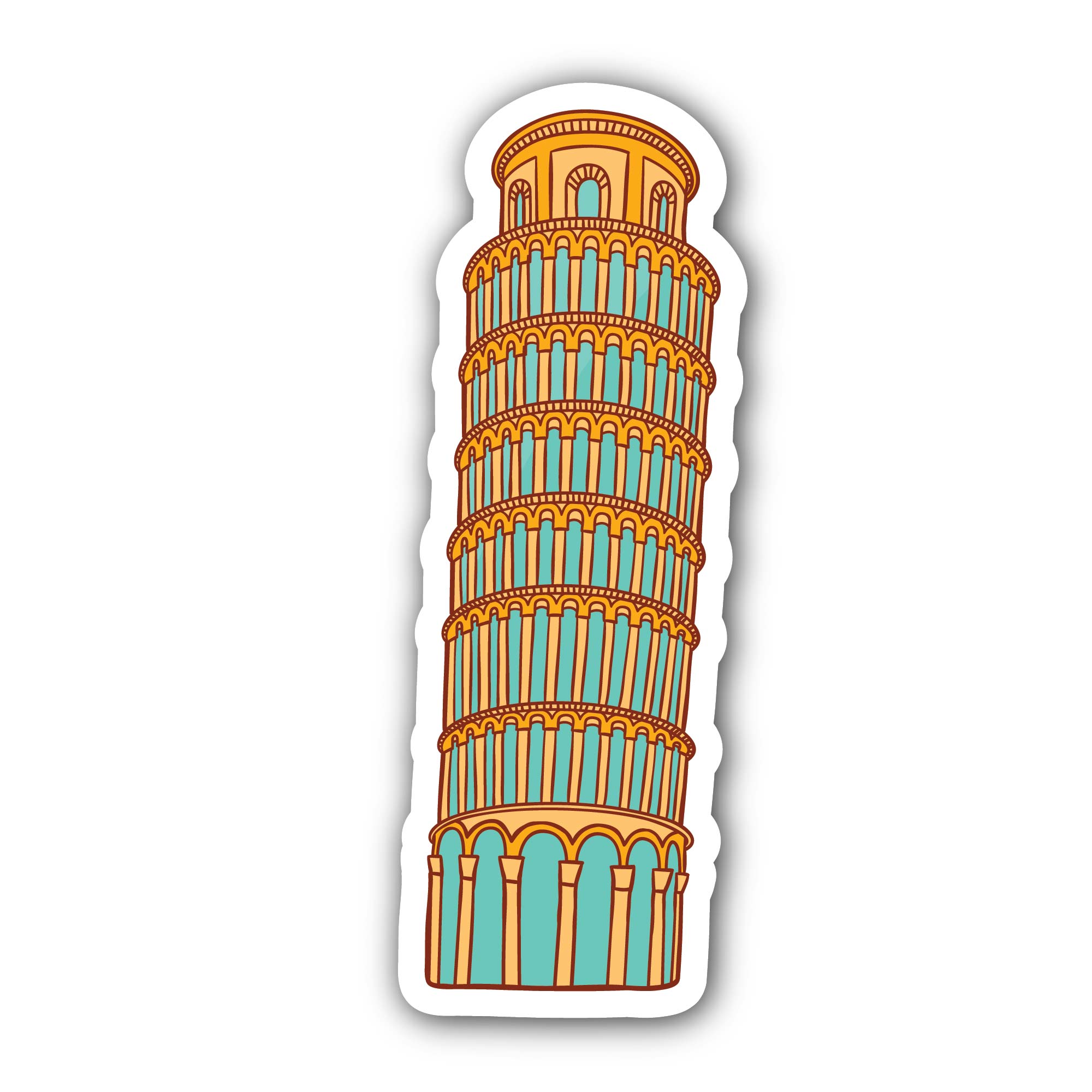 Tower of Pisa Sticker, Waterproof Vinyl Decal Sticker Indoor Or Outdoor 2 (Pieces) 3" and 5"