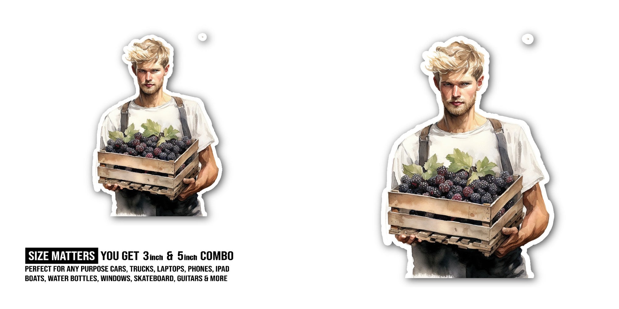 Blackberry Farm Boy Sticker, Waterproof Vinyl Decal Sticker Indoor Or Outdoor 2 (Pieces) 3" and 5"