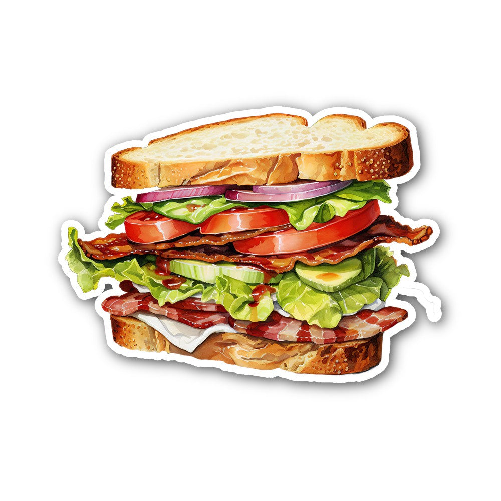 Sandwich with ham Sticker, Waterproof Vinyl Decal Sticker Indoor Or Outdoor 2 (Pieces) 3" and 5"