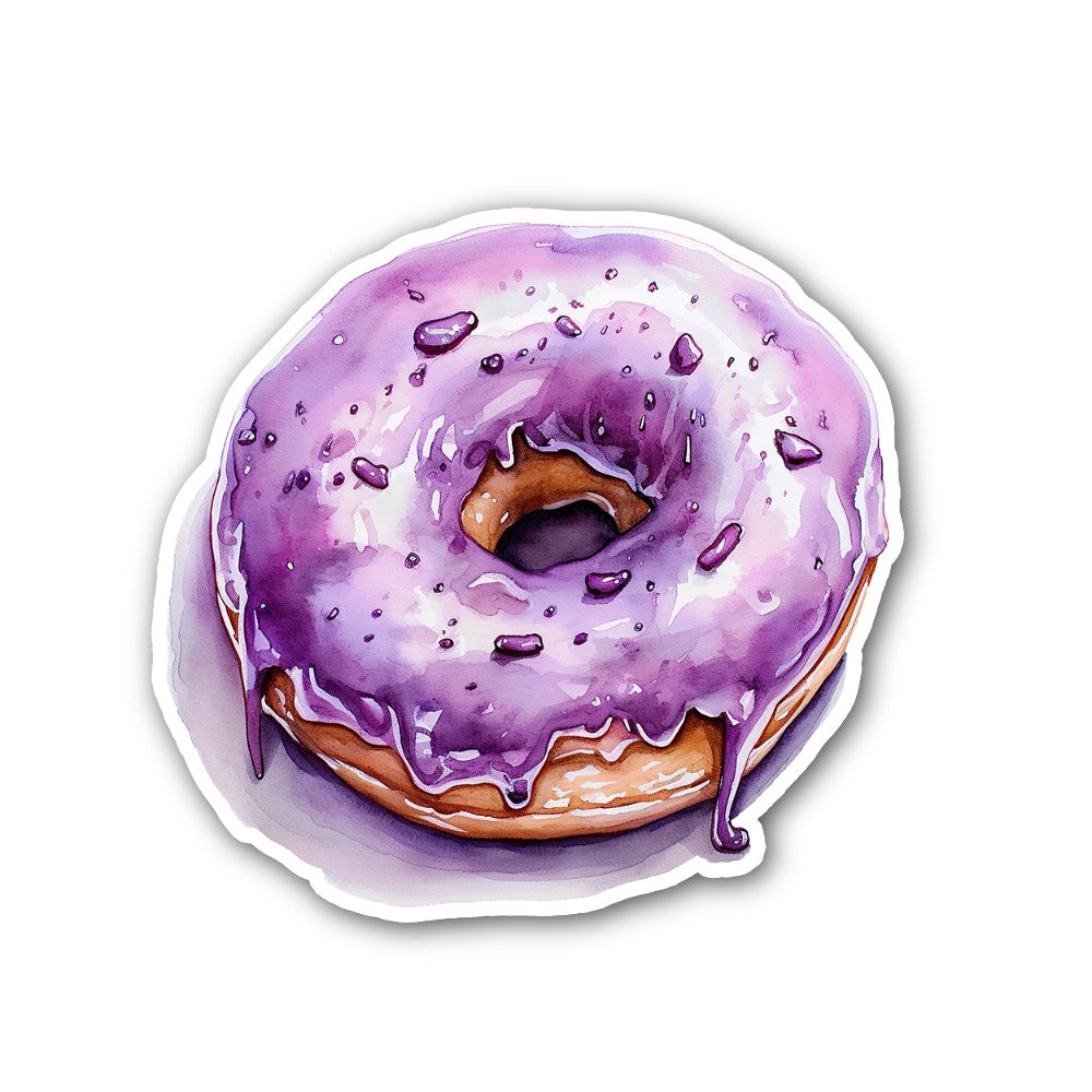 Purple Colour Doughnut Sticker, Waterproof Vinyl Decal Sticker Indoor Or Outdoor 2 (Pieces) 3" and 5"