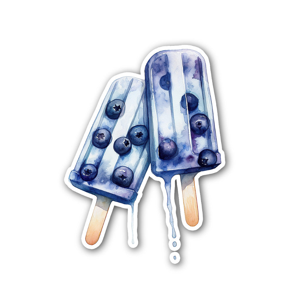 Blueberry Popsicles Sticker, Waterproof Vinyl Decal Sticker Indoor Or Outdoor 2 (Pieces) 3" and 5"