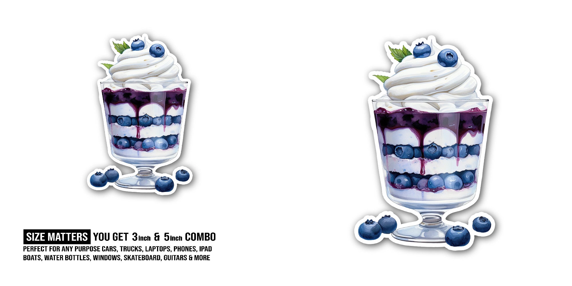 classic dessert Sticker, Waterproof Vinyl Decal Sticker Indoor Or Outdoor 2 (Pieces) 3" and 5"
