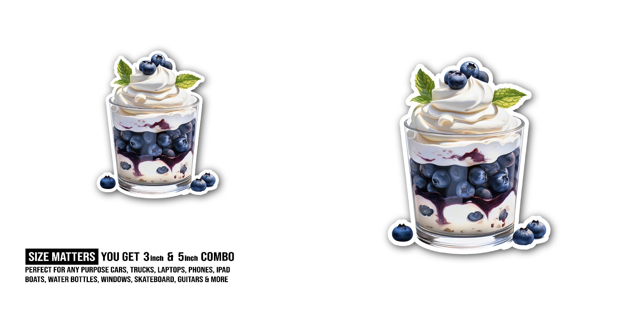Blueberry tart or pie Sticker, Waterproof Vinyl Decal Sticker Indoor Or Outdoor 2 (Pieces) 3" and 5"