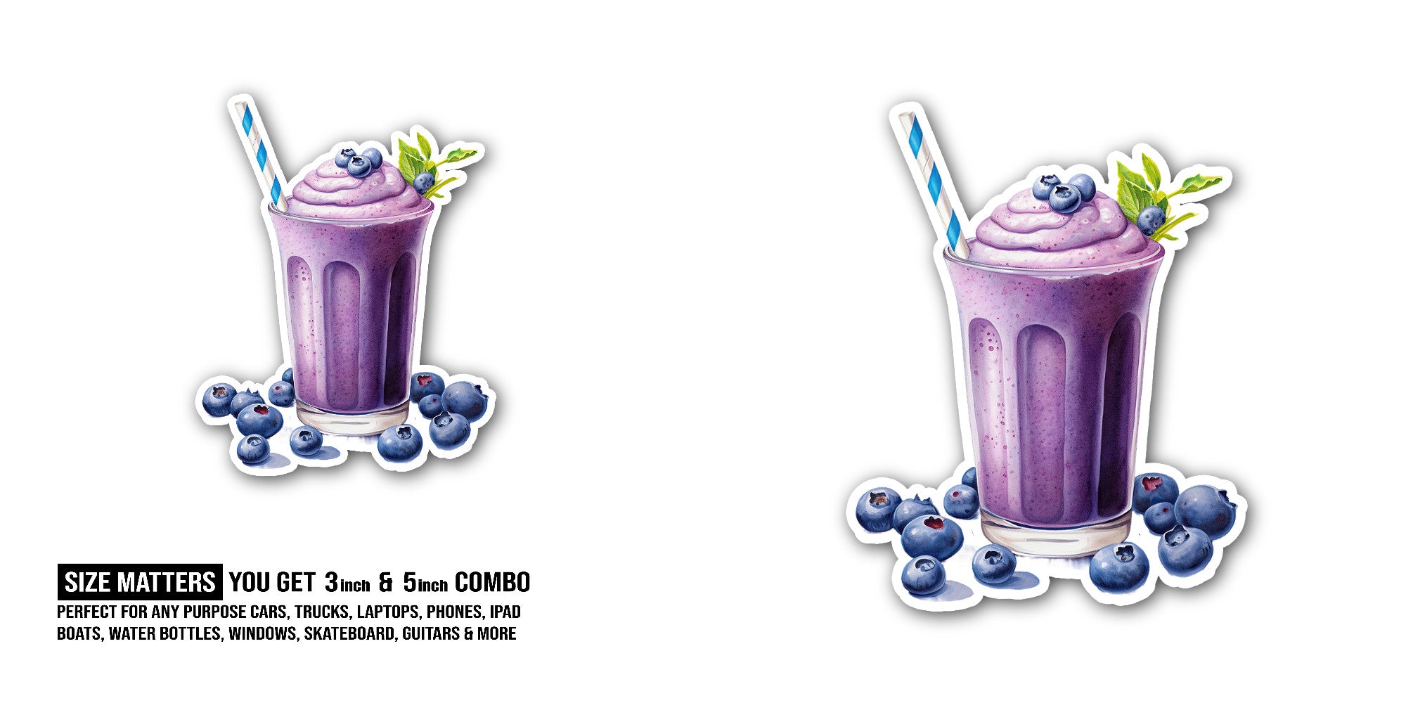 blue fruit jelly Sticker, Waterproof Vinyl Decal Sticker Indoor Or Outdoor 2 (Pieces) 3" and 5"