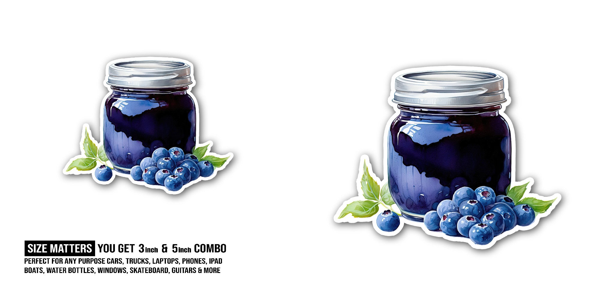 Blueberry milkshake Sticker, Waterproof Vinyl Decal Sticker Indoor Or Outdoor 2 (Pieces) 3" and 5"