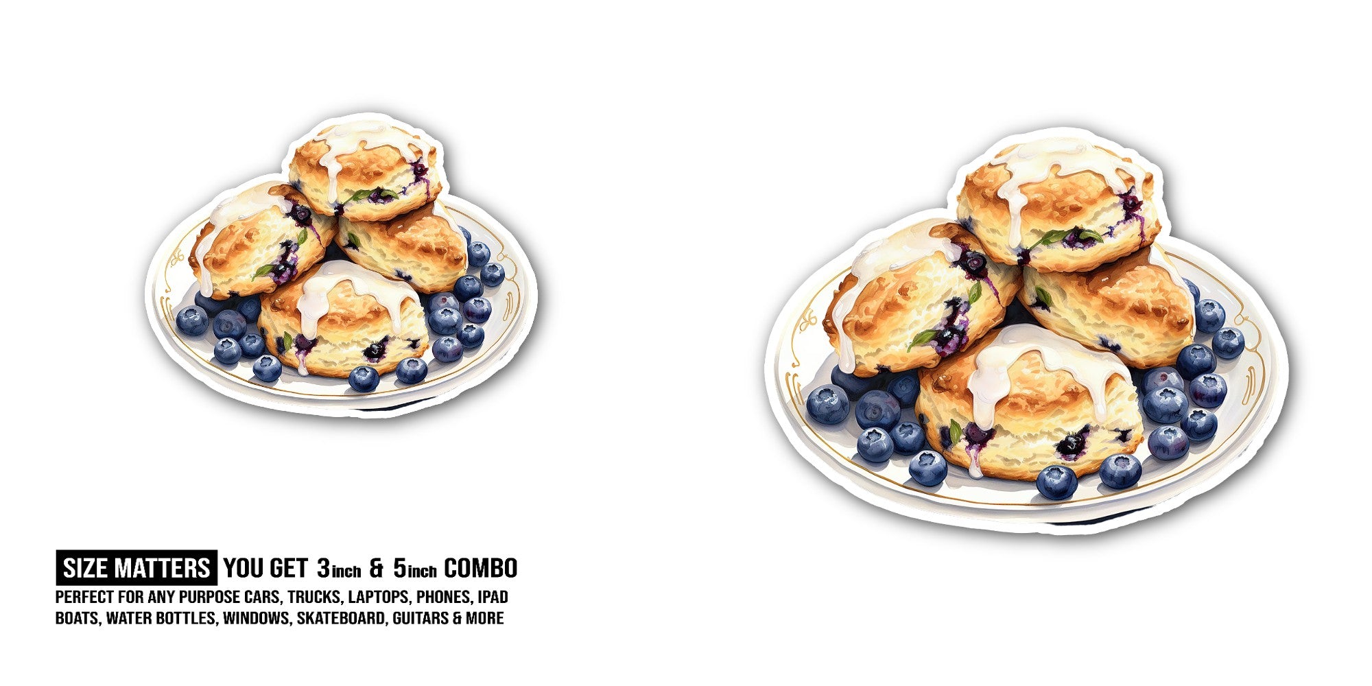 Blueberry plant in a pot Sticker, Waterproof Vinyl Decal Sticker Indoor Or Outdoor 2 (Pieces) 3" and 5"