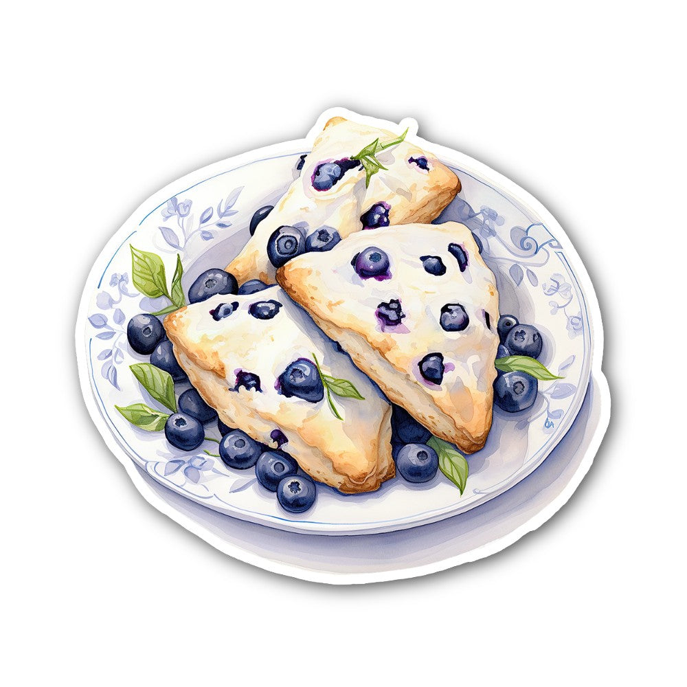 Blueberry scones Sticker, Waterproof Vinyl Decal Sticker Indoor Or Outdoor 2 (Pieces) 3" and 5"