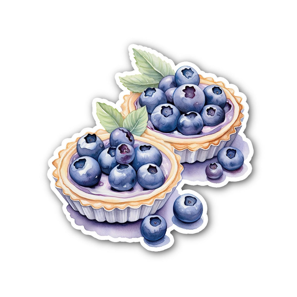 Blueberry Tarts Sticker, Waterproof Vinyl Decal Sticker Indoor Or Outdoor 2 (Pieces) 3" and 5"