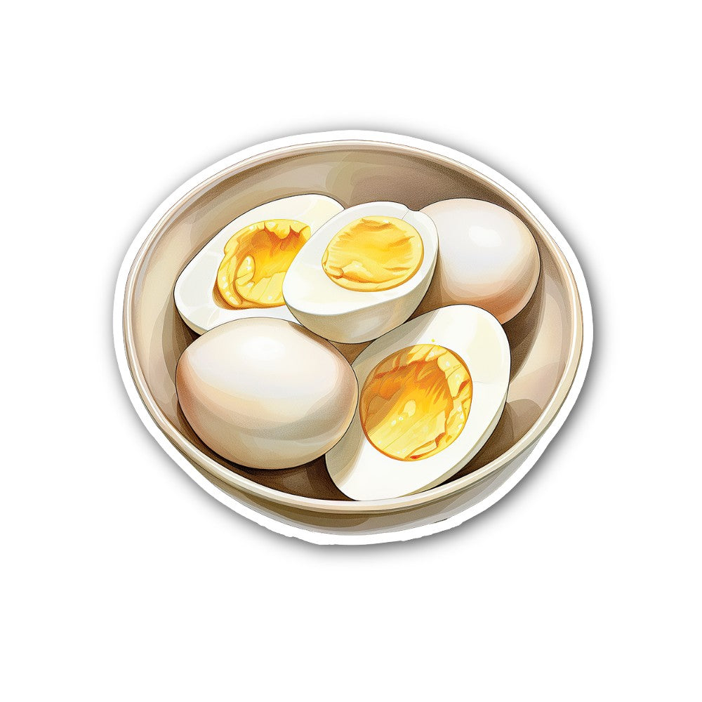 Boiled Egg Sticker, Waterproof Vinyl Decal Sticker Indoor Or Outdoor 2 (Pieces) 3" and 5"