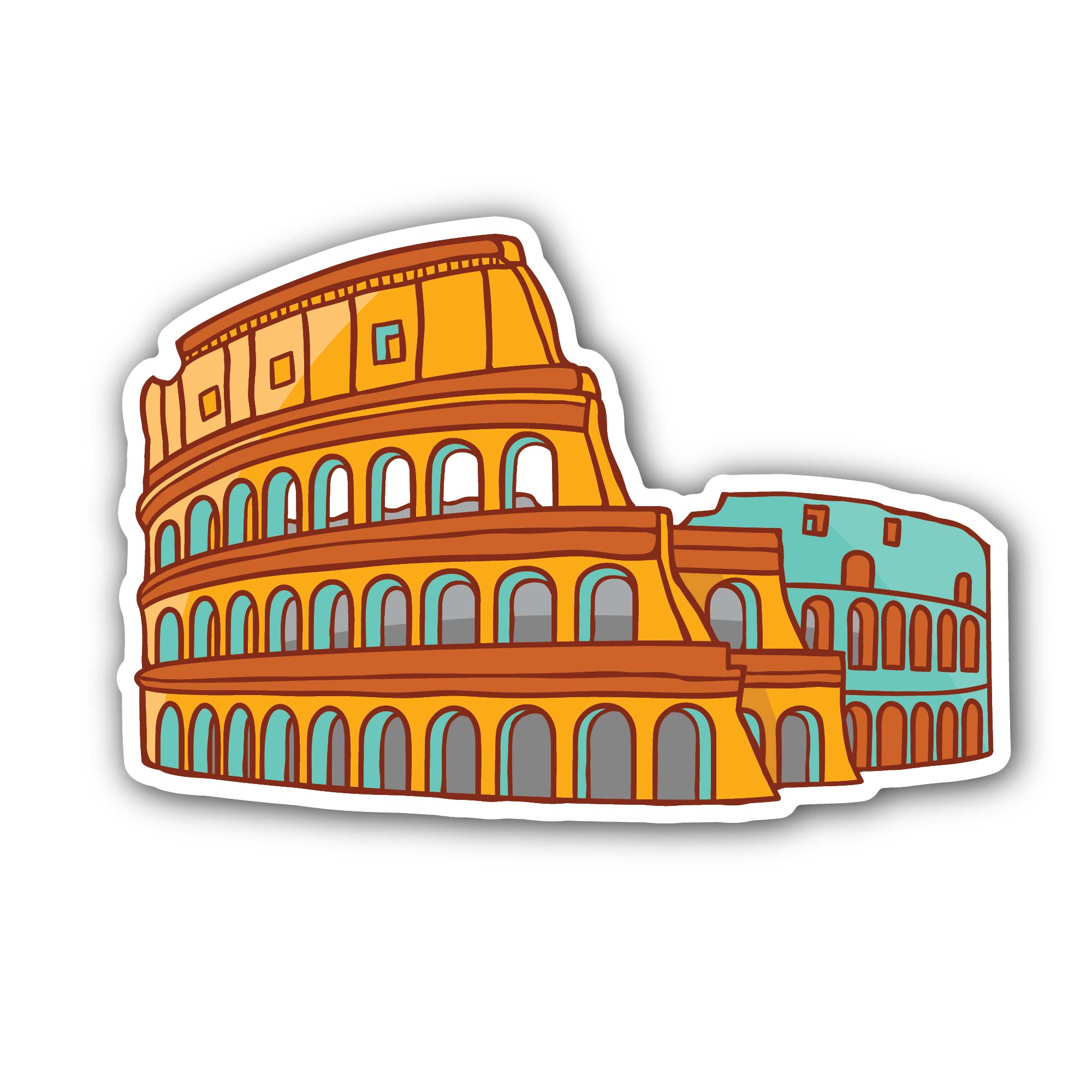 Colosseum Sticker, Waterproof Vinyl Decal Sticker Indoor Or Outdoor 2 (Pieces) 3" and 5"