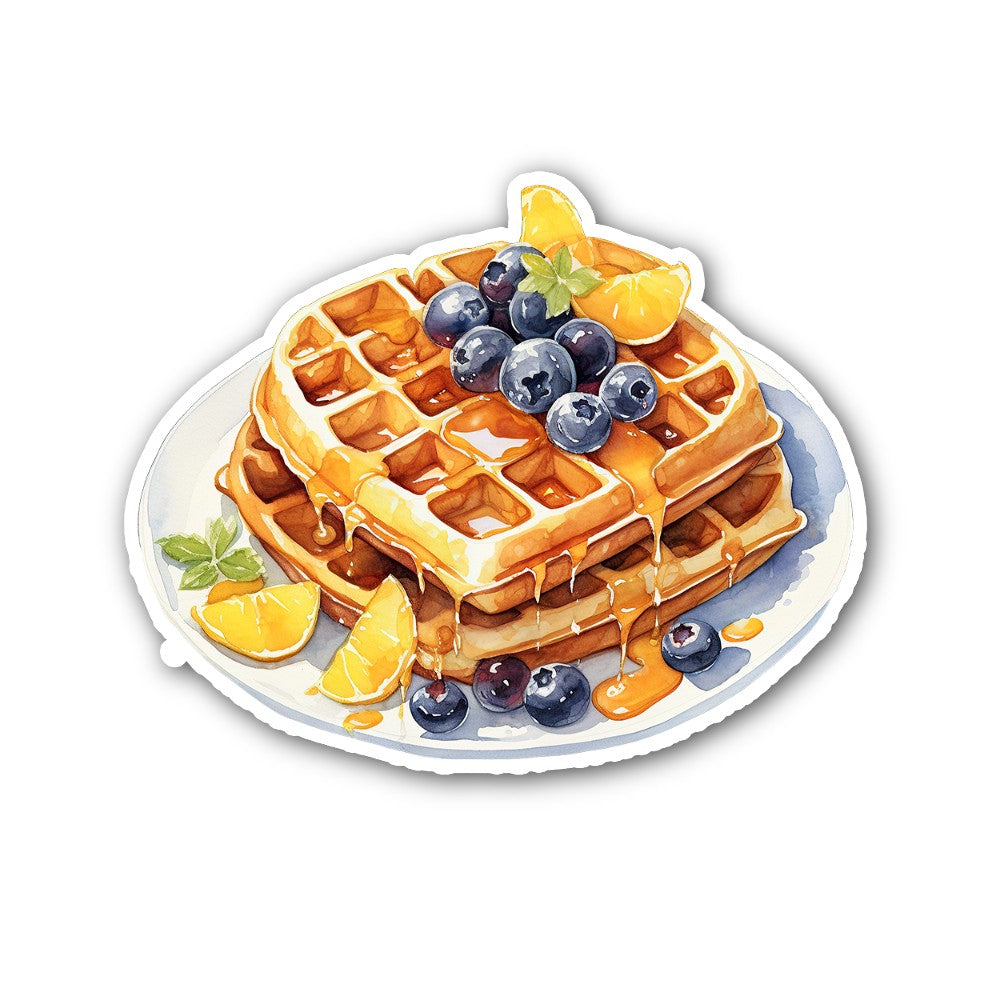 Waffle and berries Sticker, Waterproof Vinyl Decal Sticker Indoor Or Outdoor 2 (Pieces) 3" and 5"