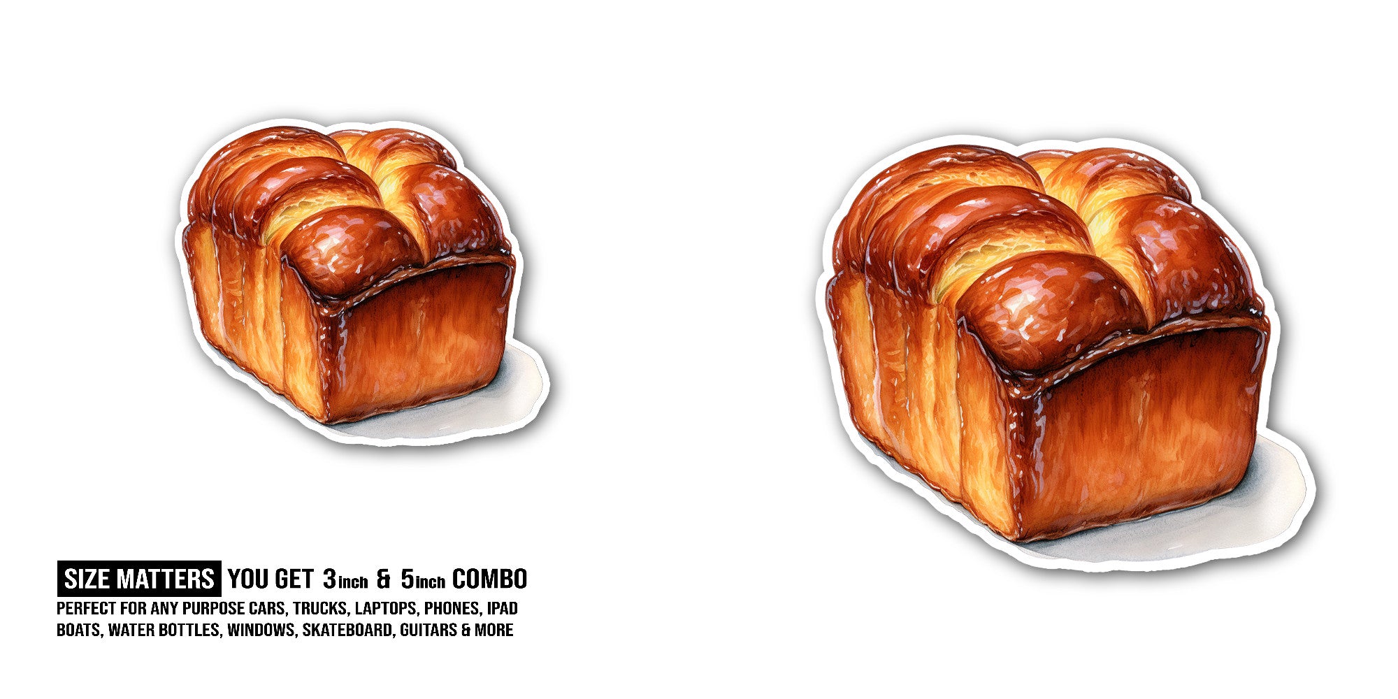 Sweet bun Sticker, Waterproof Vinyl Decal Sticker Indoor Or Outdoor 2 (Pieces) 3" and 5"