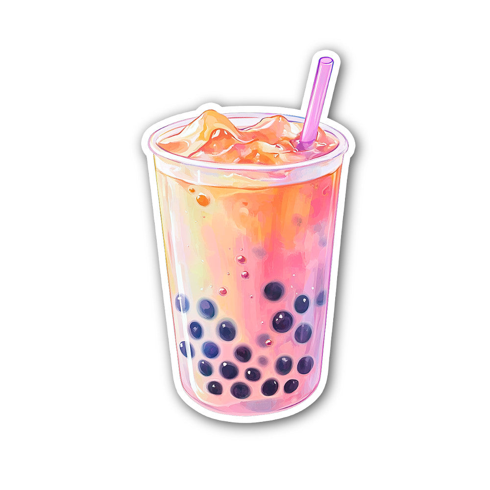 Yummy Bubble Tea Sticker, Waterproof Vinyl Decal Sticker Indoor Or Outdoor 2 (Pieces) 3" and 5"