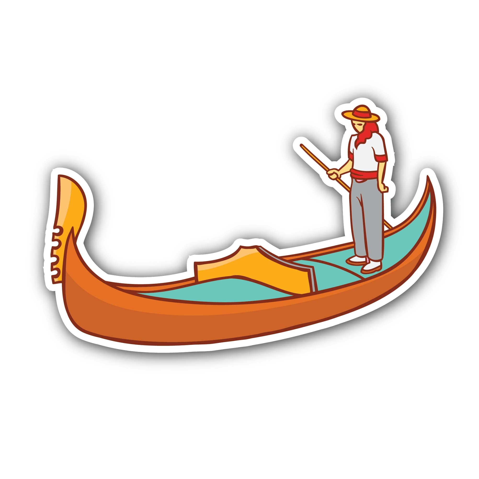 Venice Boat Sticker, Waterproof Vinyl Decal Sticker Indoor Or Outdoor 2 (Pieces) 3" and 5"
