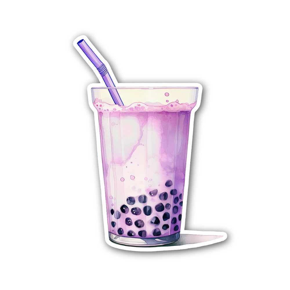 Purple Colour Bubble Tea Sticker, Waterproof Vinyl Decal Sticker Indoor Or Outdoor 2 (Pieces) 3" and 5"