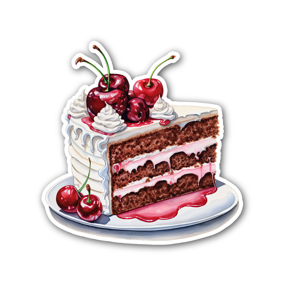 Chocolate Berry Cake Sticker, Waterproof Vinyl Decal Sticker Indoor Or Outdoor 2 (Pieces) 3" and 5"