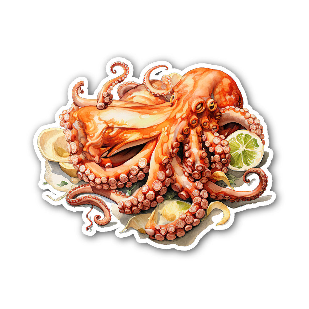 Octopus Curry Sticker, Waterproof Vinyl Decal Sticker Indoor Or Outdoor 2 (Pieces) 3" and 5"
