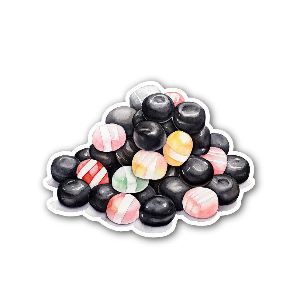 Tasty Liquorice Sweets Sticker, Waterproof Vinyl Decal Sticker Indoor Or Outdoor 2 (Pieces) 3" and 5"