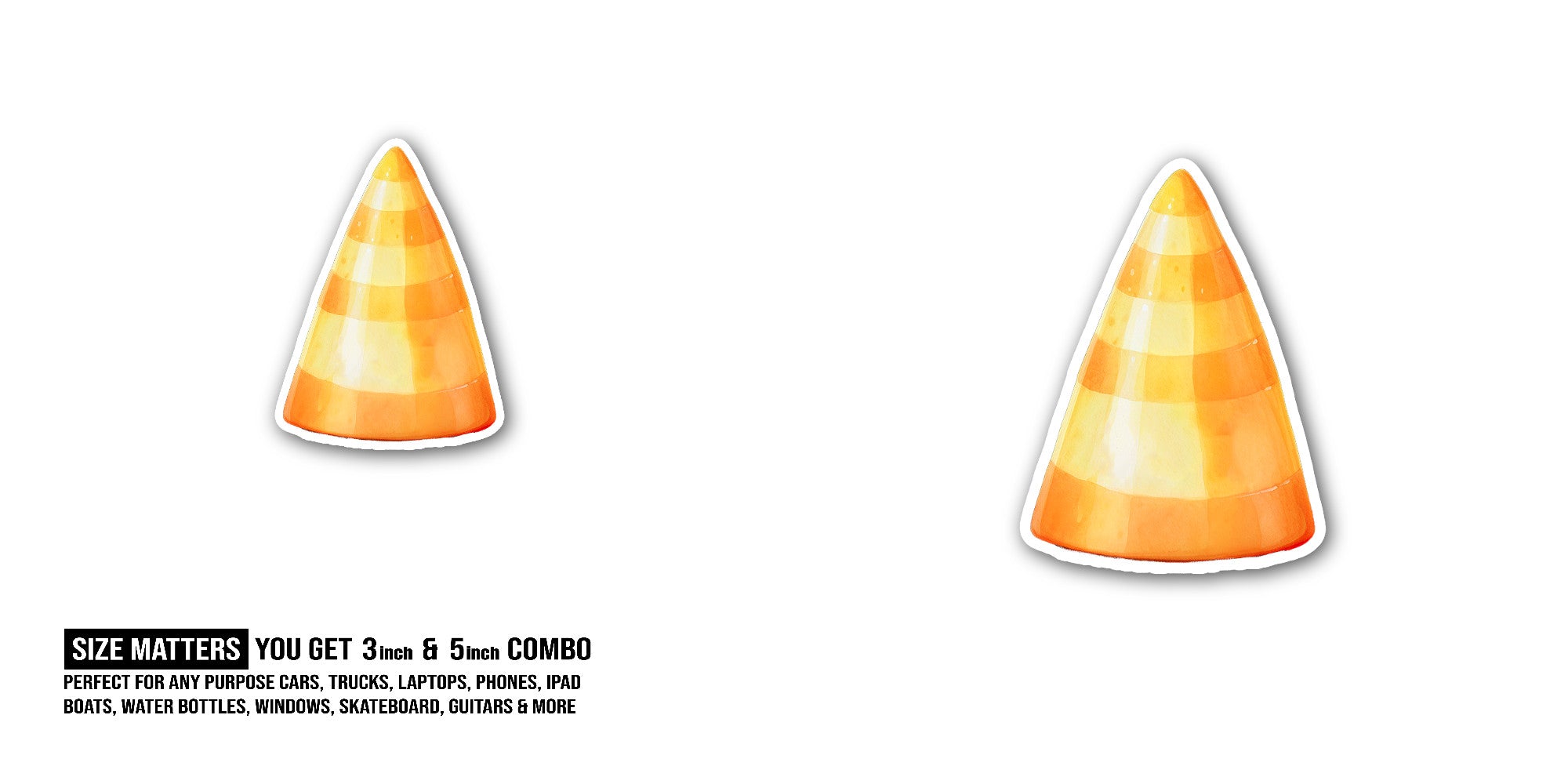 Candy corn sweet Sticker, Waterproof Vinyl Decal Sticker Indoor Or Outdoor 2 (Pieces) 3" and 5"
