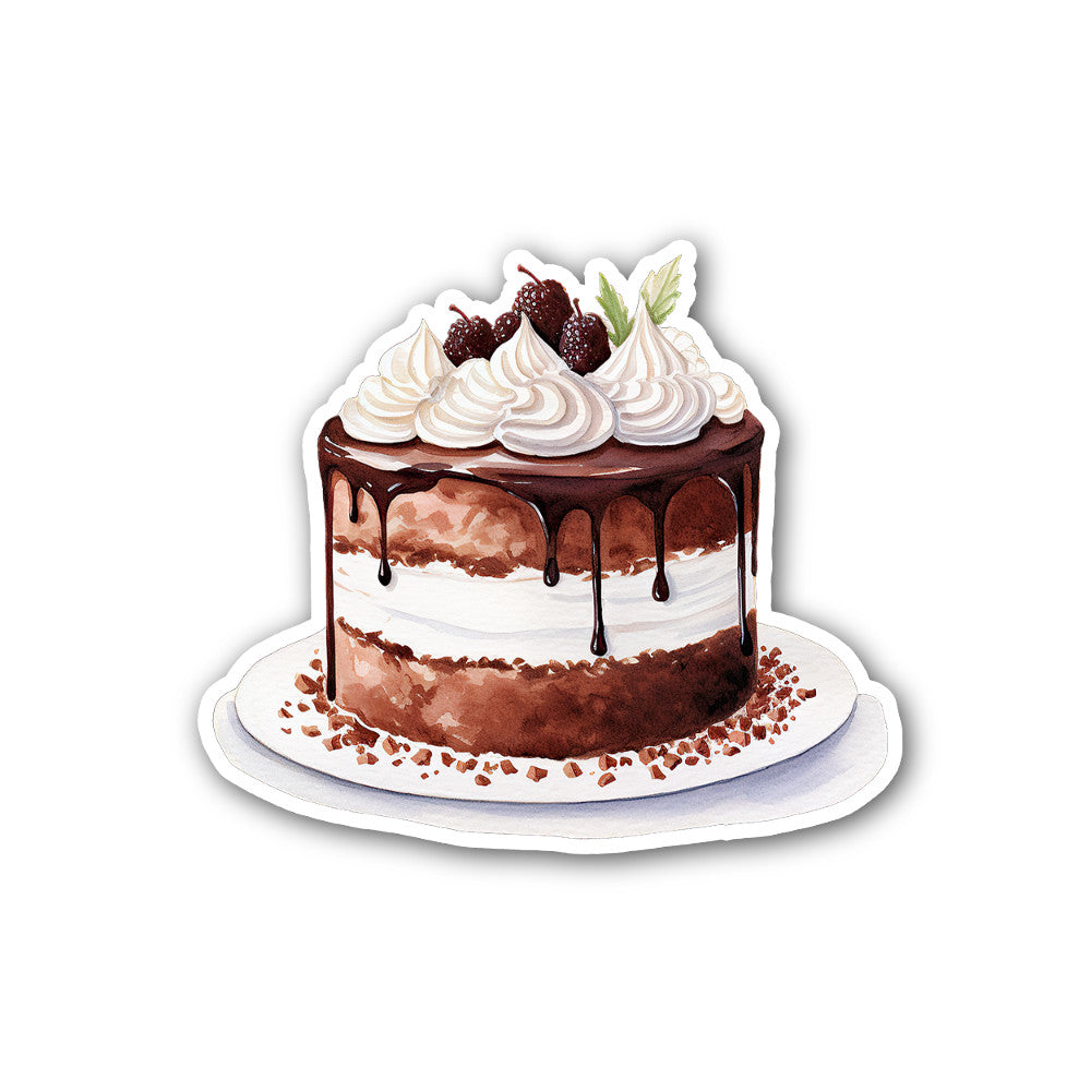 Beautiful Chocolate cake Sticker, Waterproof Vinyl Decal Sticker Indoor Or Outdoor 2 (Pieces) 3" and 5"