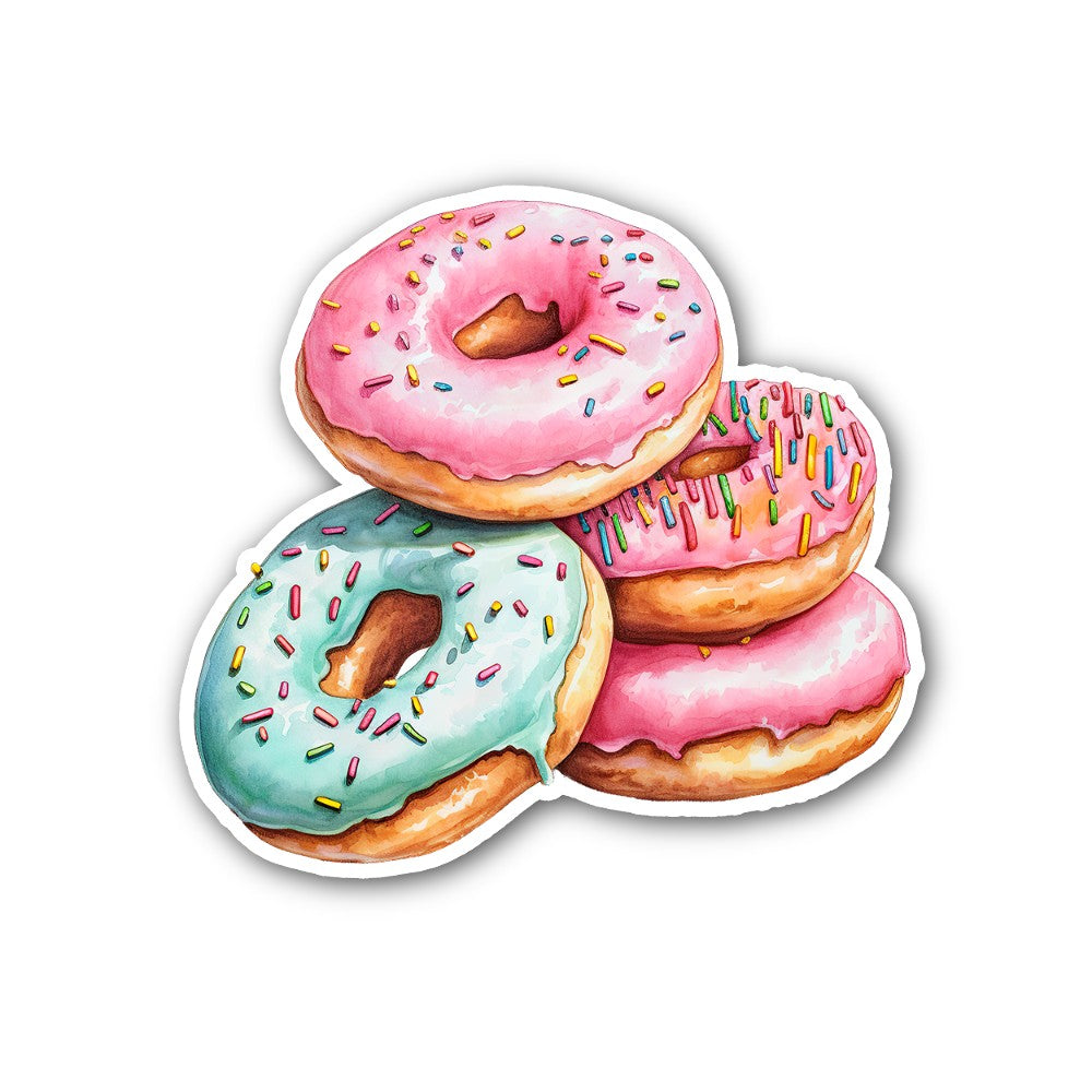 Yummy Colorful donuts  Sticker, Waterproof Vinyl Decal Sticker Indoor Or Outdoor 2 (Pieces) 3" and 5"
