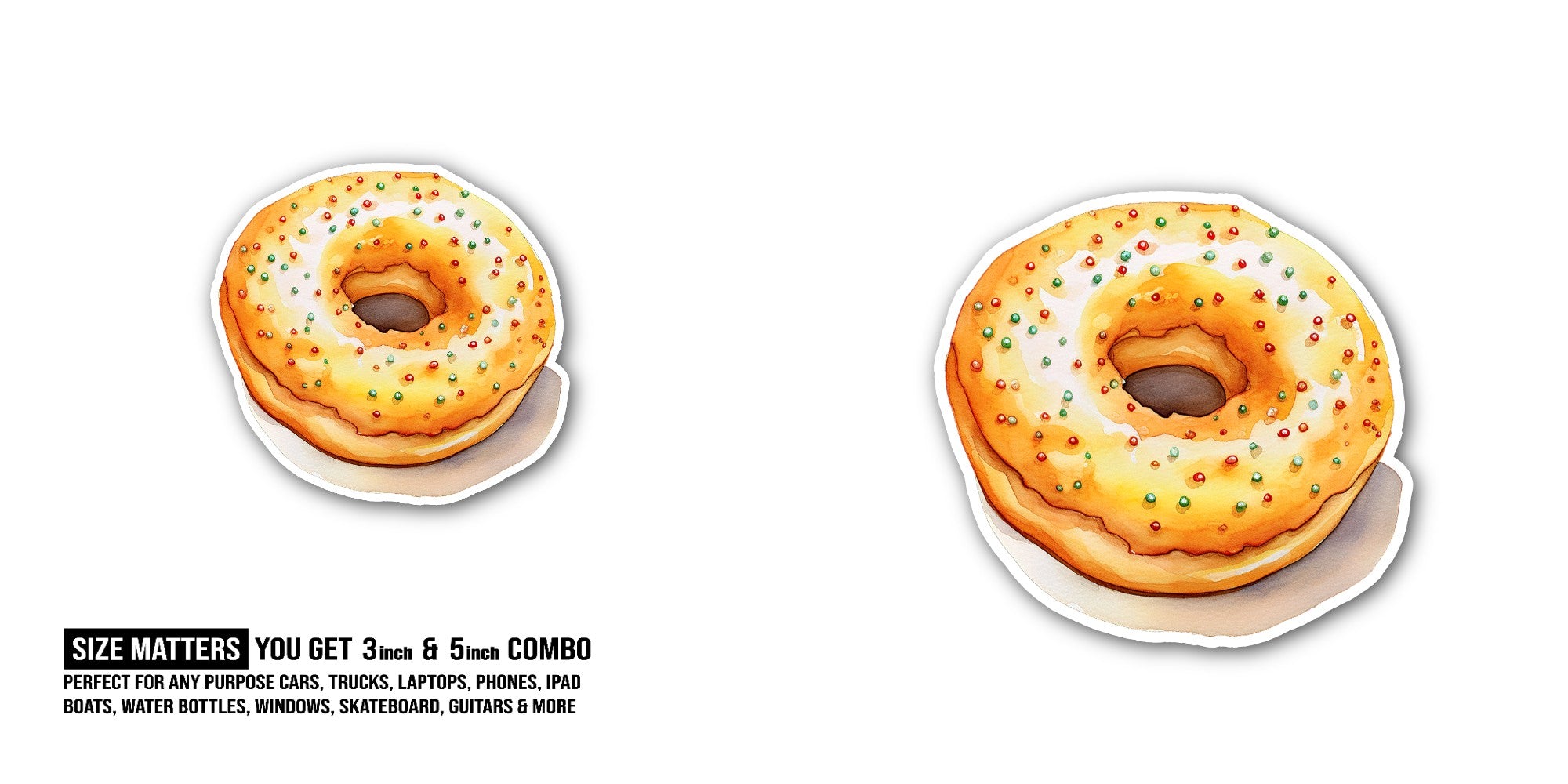 Orange cream sicle donut  Sticker, Waterproof Vinyl Decal Sticker Indoor Or Outdoor 2 (Pieces) 3" and 5"