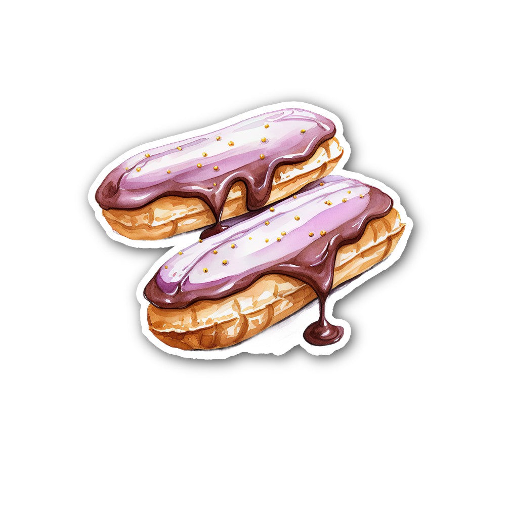 Yummy Chocolate eclairs  Sticker, Waterproof Vinyl Decal Sticker Indoor Or Outdoor 2 (Pieces) 3" and 5"