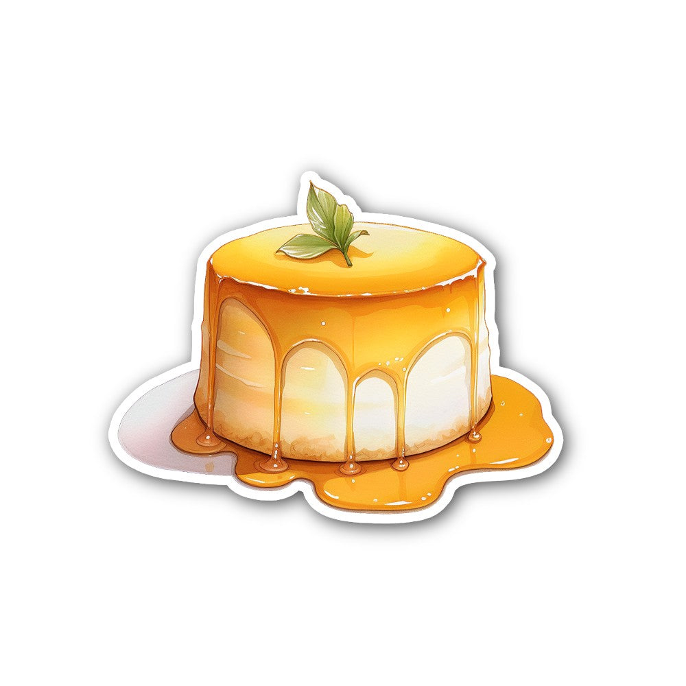 Tasty Egg Pudding  Sticker, Waterproof Vinyl Decal Sticker Indoor Or Outdoor 2 (Pieces) 3" and 5"