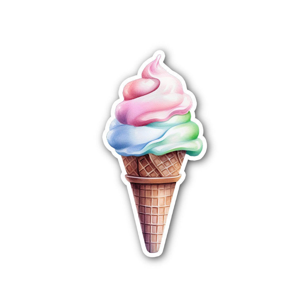 Colorful Yummy ice cream  Sticker, Waterproof Vinyl Decal Sticker Indoor Or Outdoor 2 (Pieces) 3" and 5"