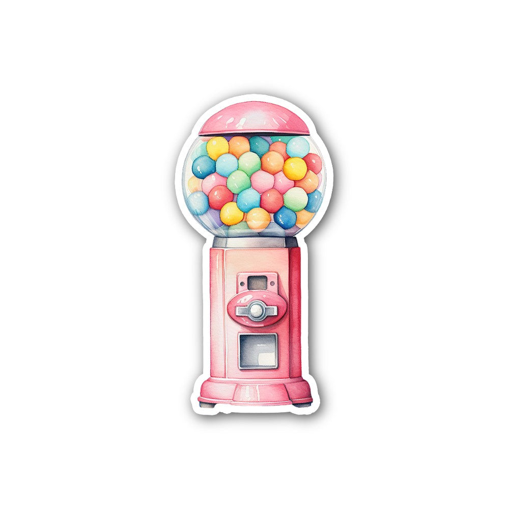 Cute GumBall Machine  Sticker, Waterproof Vinyl Decal Sticker Indoor Or Outdoor 2 (Pieces) 3" and 5"