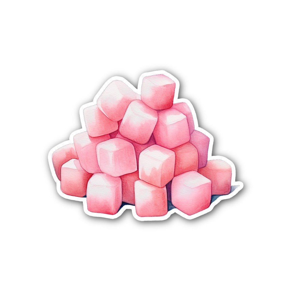 Pink Marshmallows Sticker, Waterproof Vinyl Decal Sticker Indoor Or Outdoor 2 (Pieces) 3" and 5"
