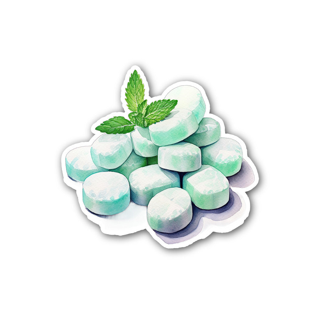 Green Peppermint gum Sticker, Waterproof Vinyl Decal Sticker Indoor Or Outdoor 2 (Pieces) 3" and 5"