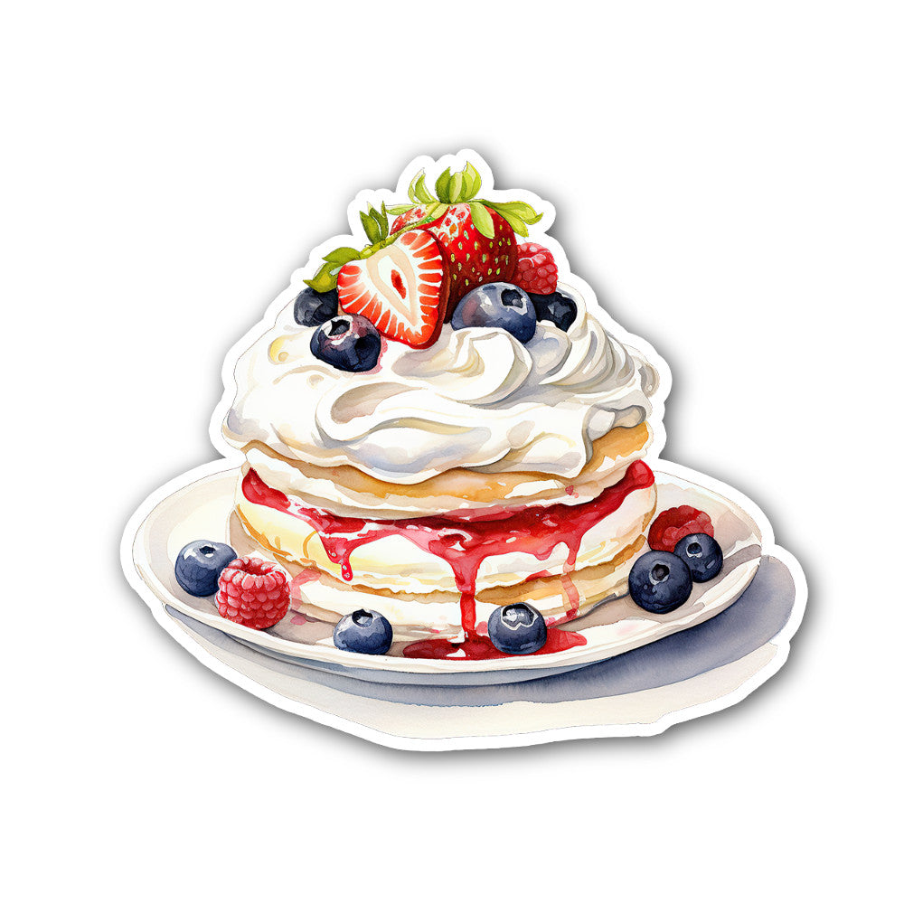 Yummy Pavlova cake Sticker, Waterproof Vinyl Decal Sticker Indoor Or Outdoor 2 (Pieces) 3" and 5"